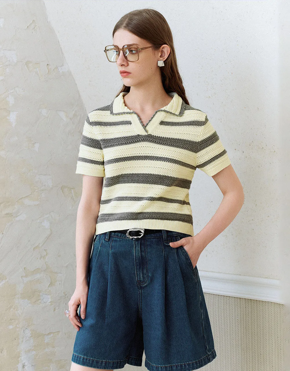 Striped Knitted T-Shirt sold by Urban Revivo product image thumbnail 3