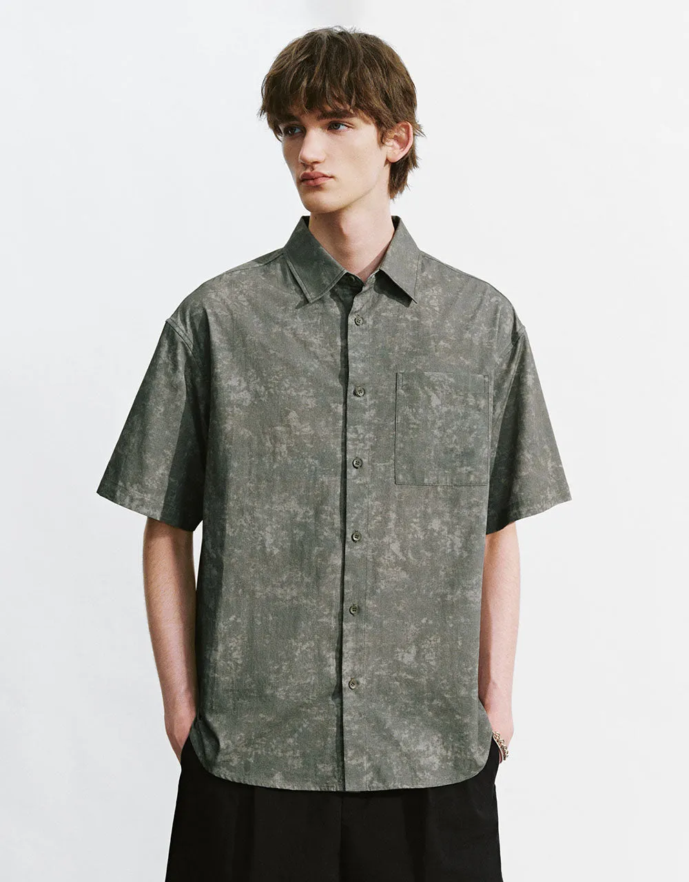 Printed Button Up Loose Shirt sold by Urban Revivo