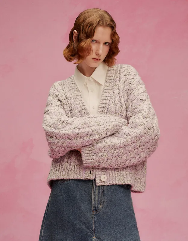 Loose V-Neck Knitted Cardigan sold by Urban Revivo