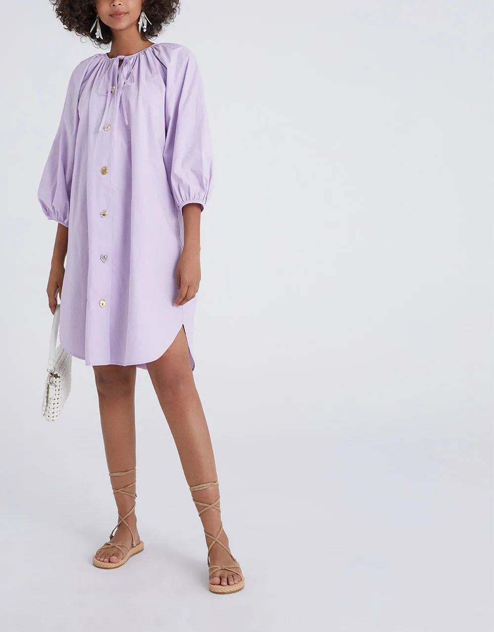 Knot Front Button Up Crew Neck Dress sold by Urban Revivo product image thumbnail 3