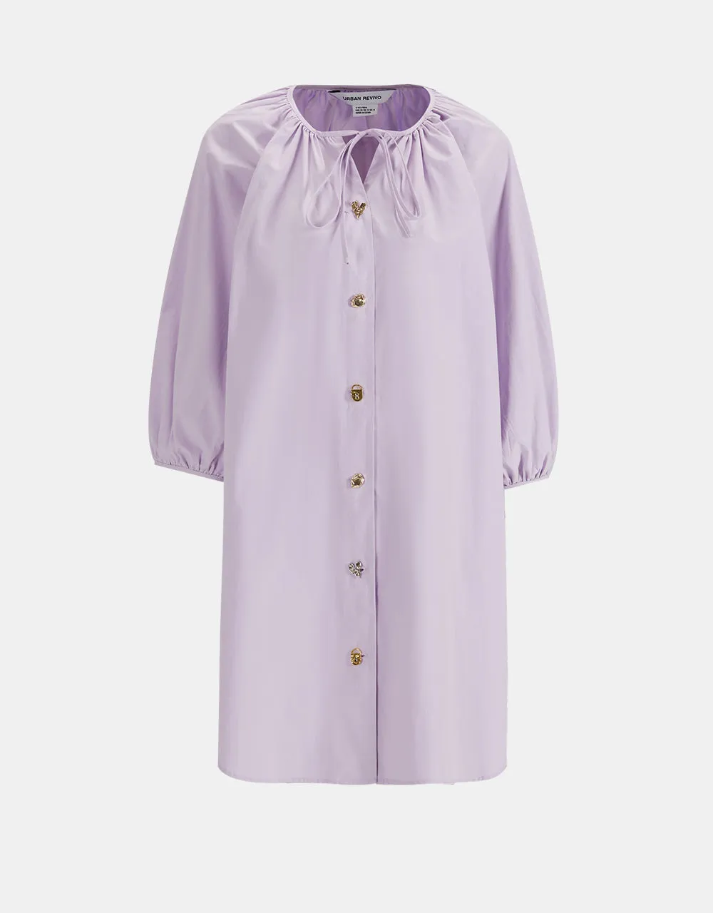 Knot Front Button Up Crew Neck Dress sold by Urban Revivo