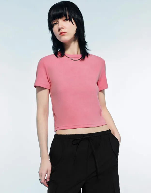 Printed Crew Neck Skinny T-Shirt sold by Urban Revivo