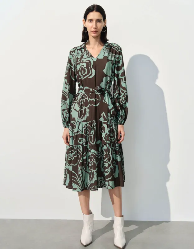 Printed Surplice Front A-Line Dress made by Urban Revivo