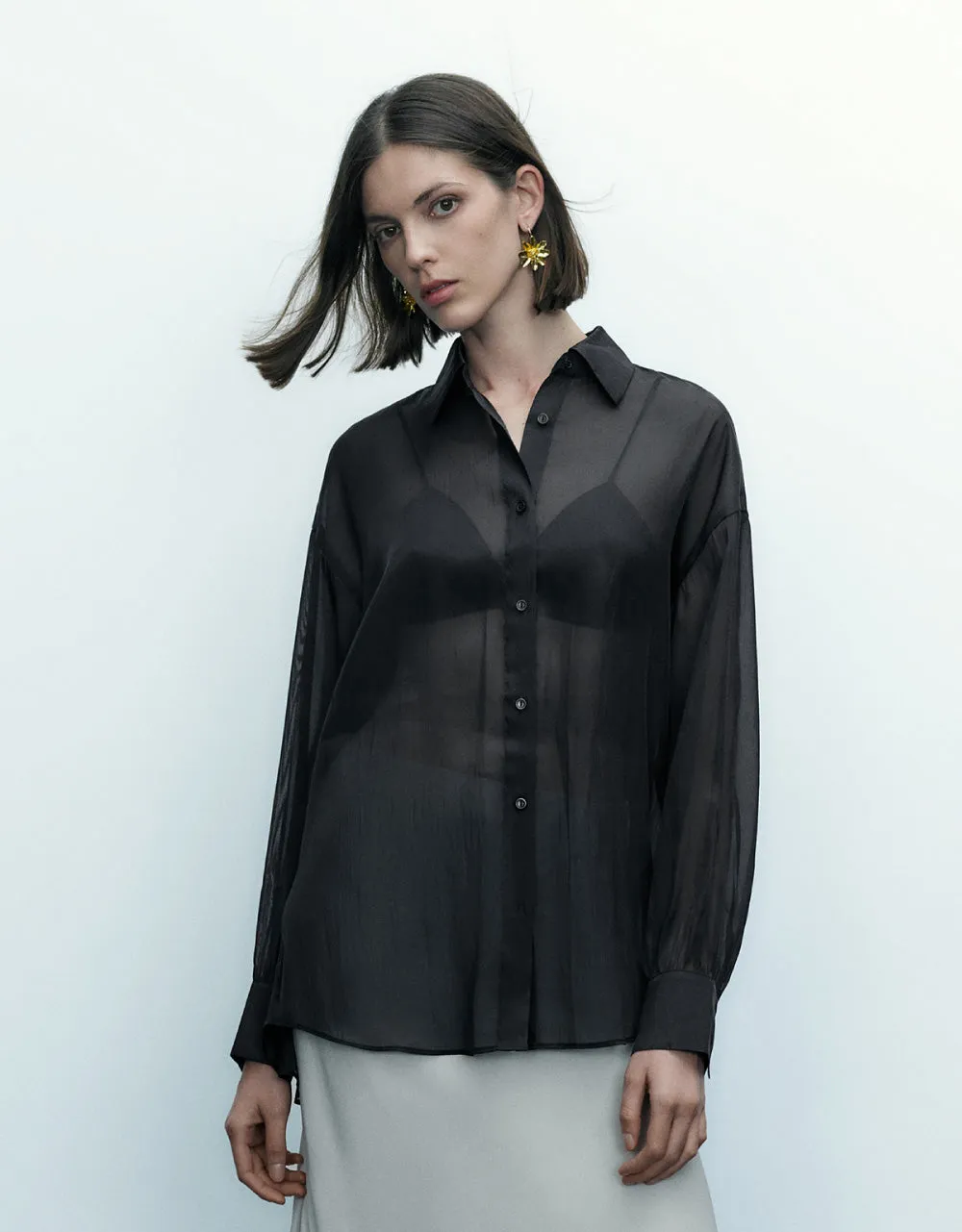 Thin Button Up Loose Shirt sold by Urban Revivo