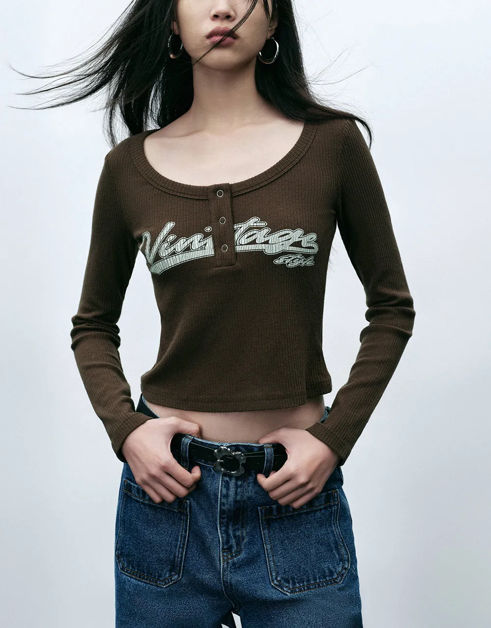 Letter Print T-Shirt With Press Buttons sold by Urban Revivo product image thumbnail 2