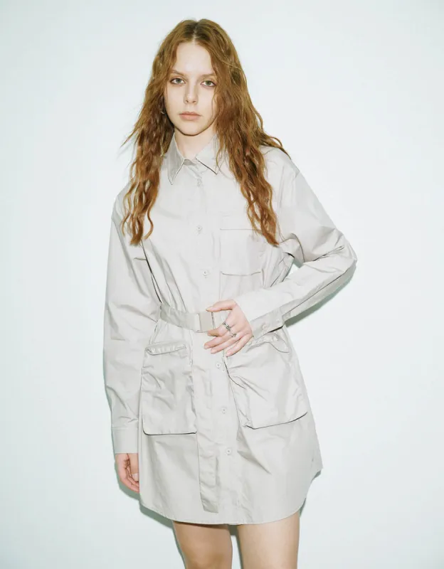 Straight Shirt Dress With Belt sold by Urban Revivo