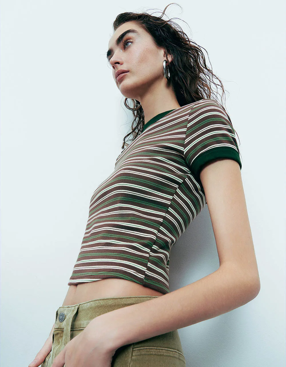 Striped Crew Neck Skinny T-Shirt sold by Urban Revivo product image thumbnail 3