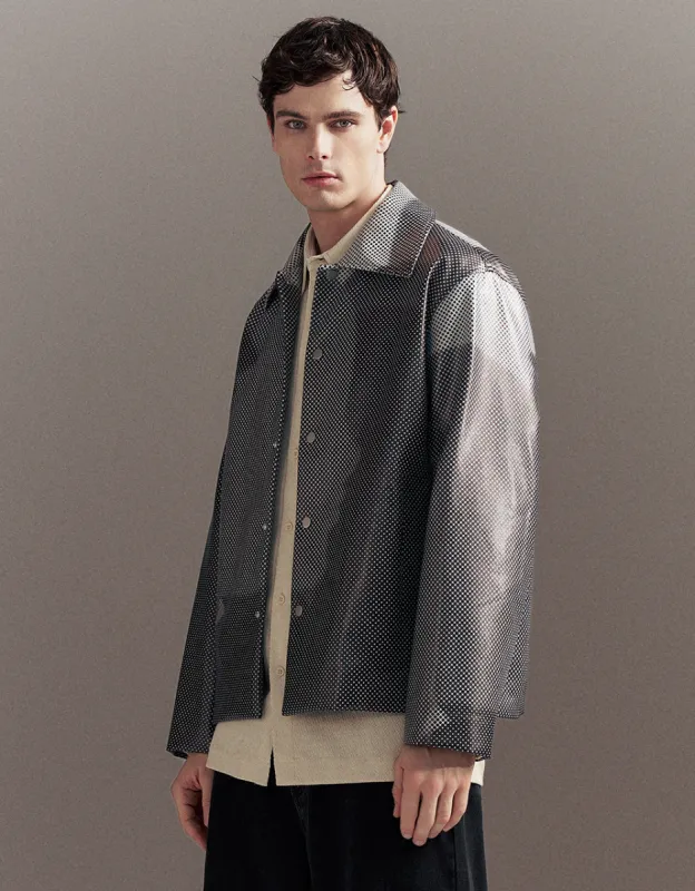 Printed Straight Vegan Leather Jacket sold by Urban Revivo