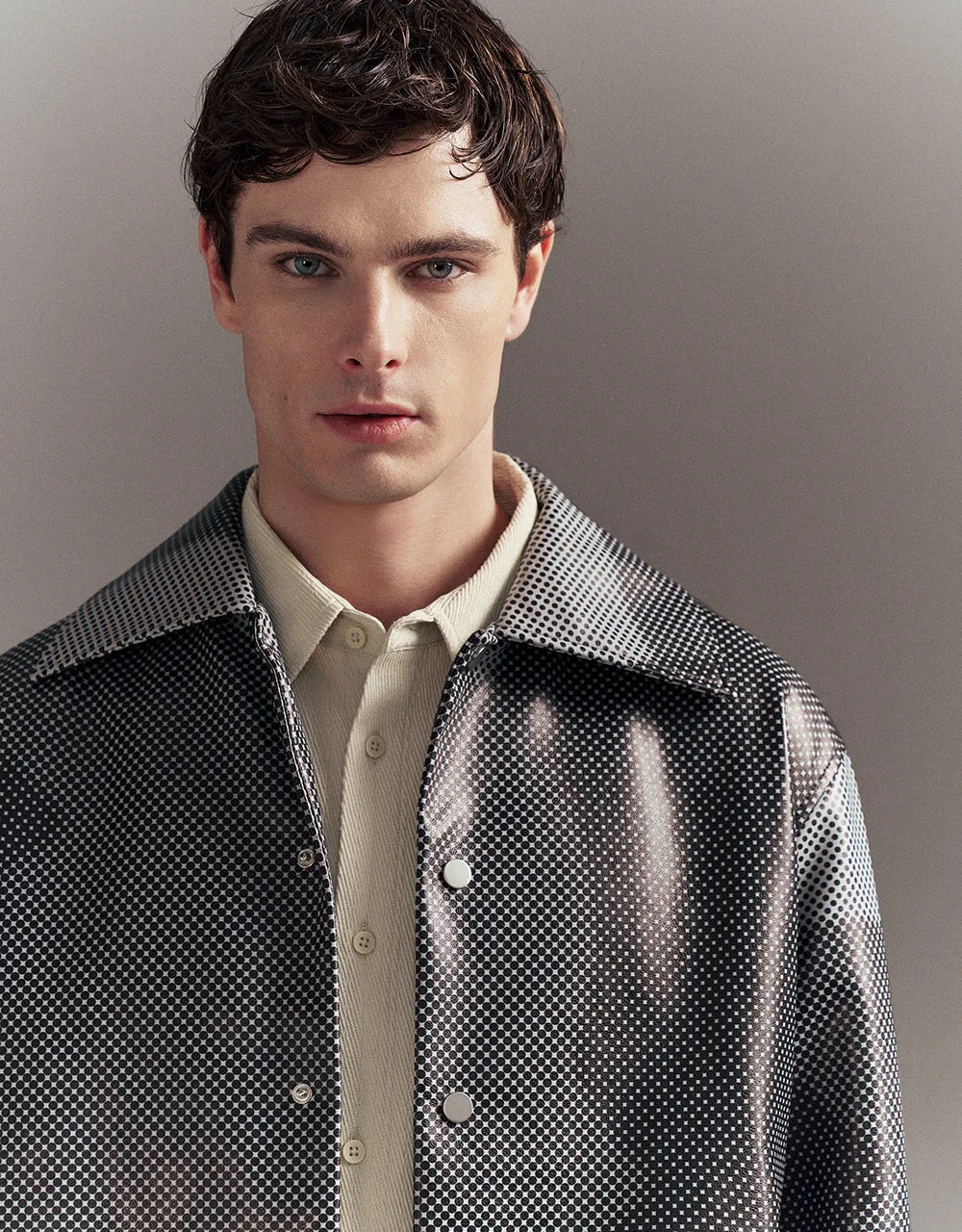 Printed Straight Vegan Leather Jacket sold by Urban Revivo product image thumbnail 5