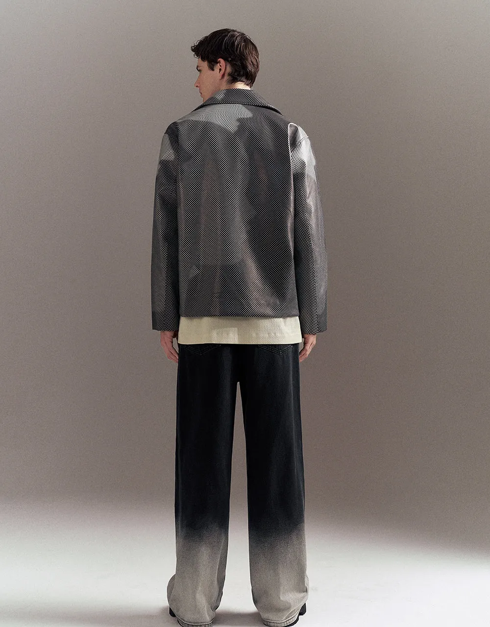 Printed Straight Vegan Leather Jacket sold by Urban Revivo product image thumbnail 4