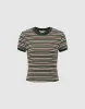 Striped Crew Neck Skinny T-Shirt sold by Urban Revivo