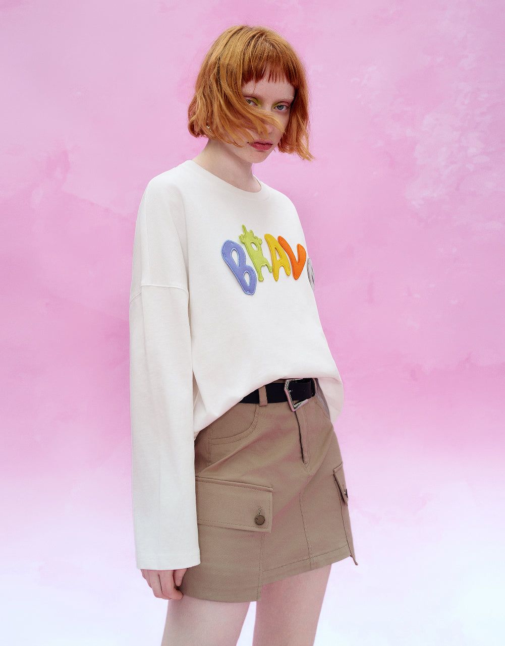 Letter Embossed Crew Neck Oversized T-Shirt sold by Urban Revivo product image thumbnail 3