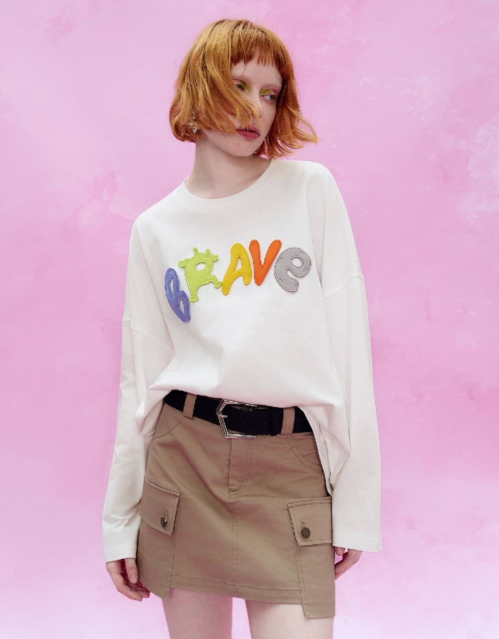 Letter Embossed Crew Neck Oversized T-Shirt sold by Urban Revivo