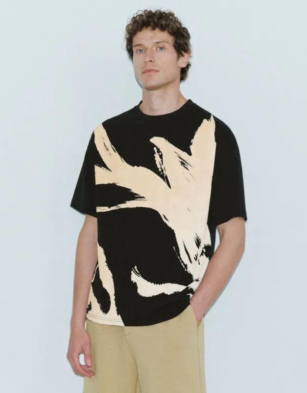 Printed Crew Neck Loose T-Shirt sold by Urban Revivo