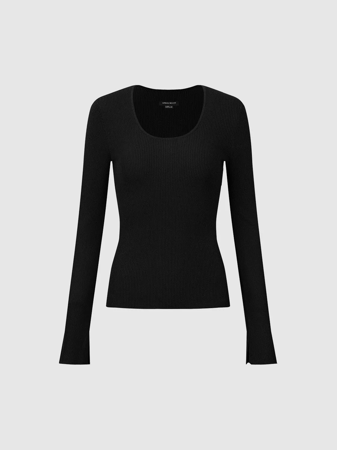 U Neck Skinny Knitted T-Shirt sold by Urban Revivo product image thumbnail 2