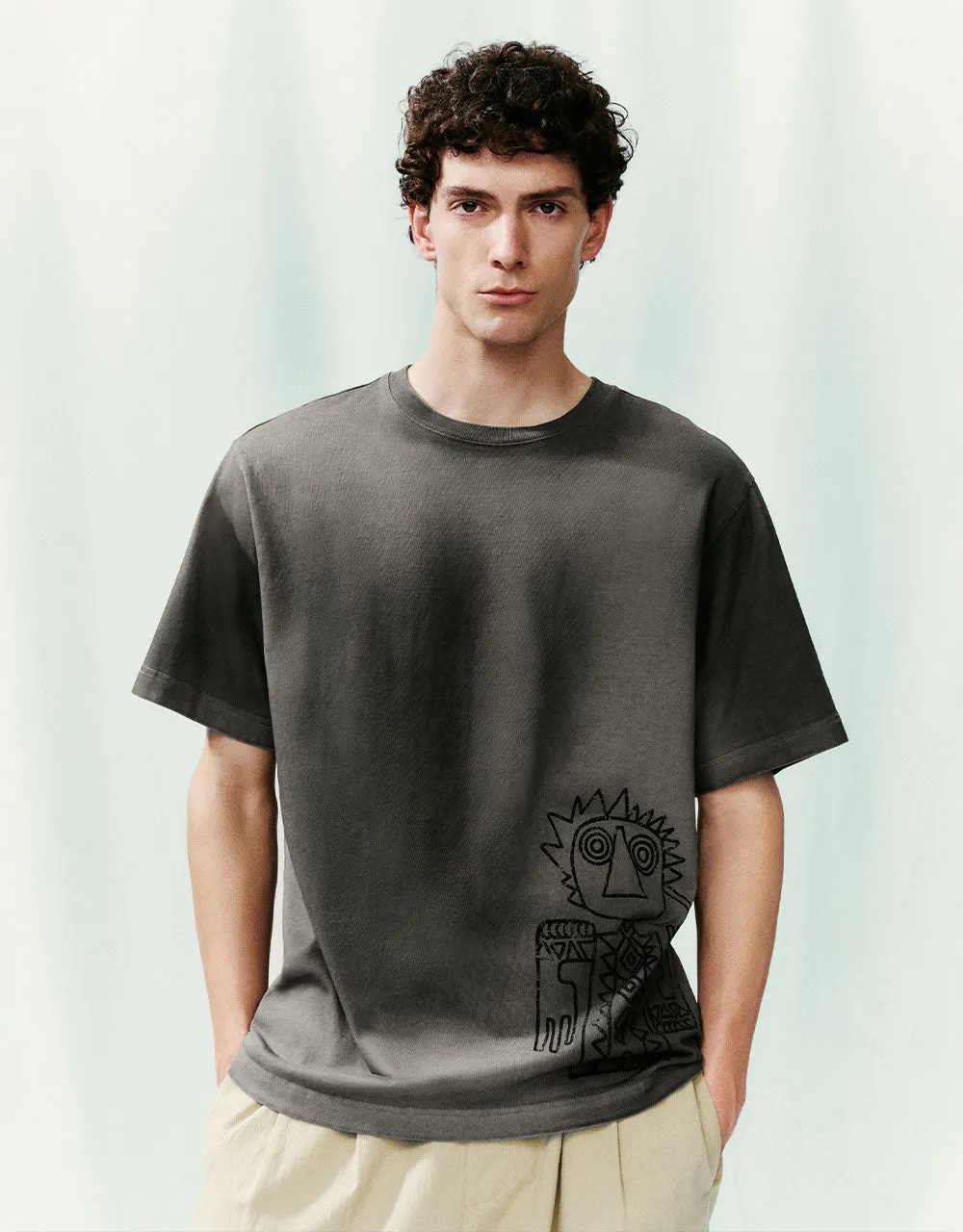 Printed Crew Neck Loose T-Shirt sold by Urban Revivo