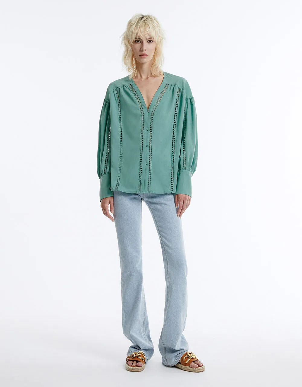 Pointelle Buttoned Blouse sold by Urban Revivo product image thumbnail 5