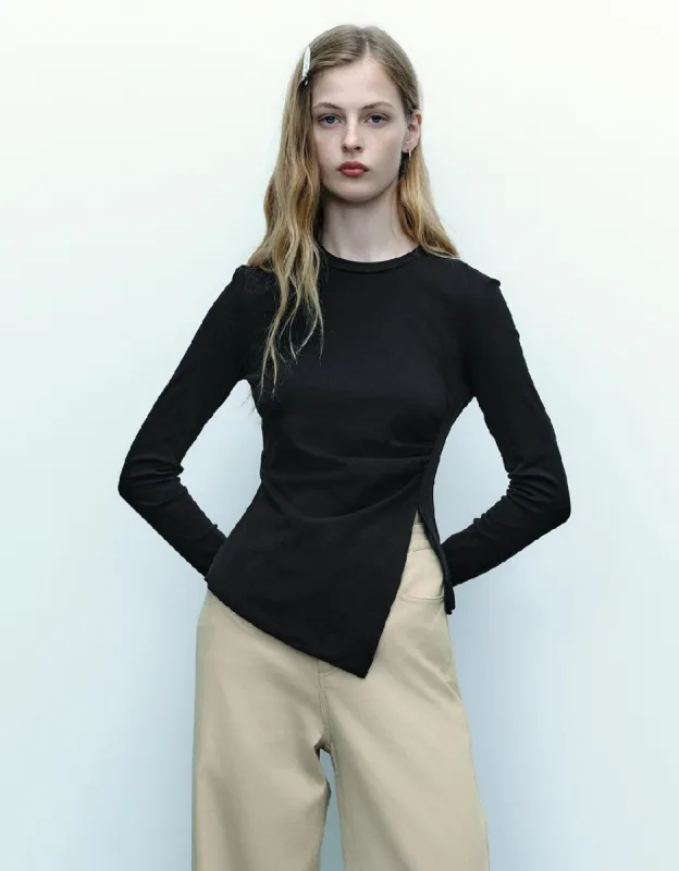 Split Hem Crew Neck Sweatshirt sold by Urban Revivo