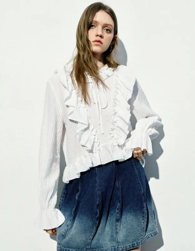 Ruffle Tie Front Overhead Shirt sold by Urban Revivo