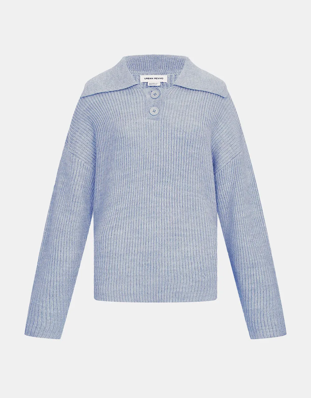 Half Button Drop Shoulder Sweater sold by Urban Revivo