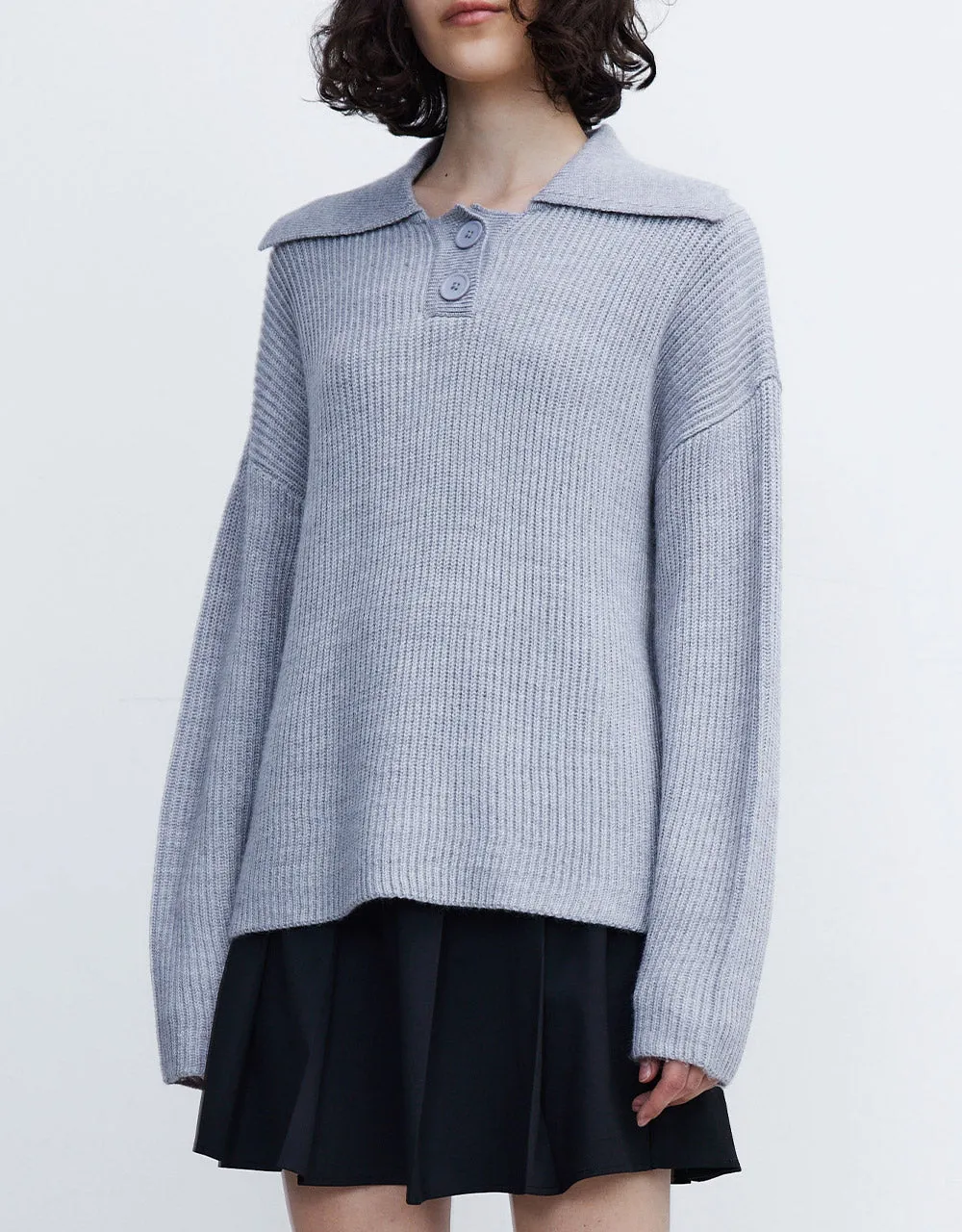 Half Button Drop Shoulder Sweater sold by Urban Revivo product image thumbnail 2