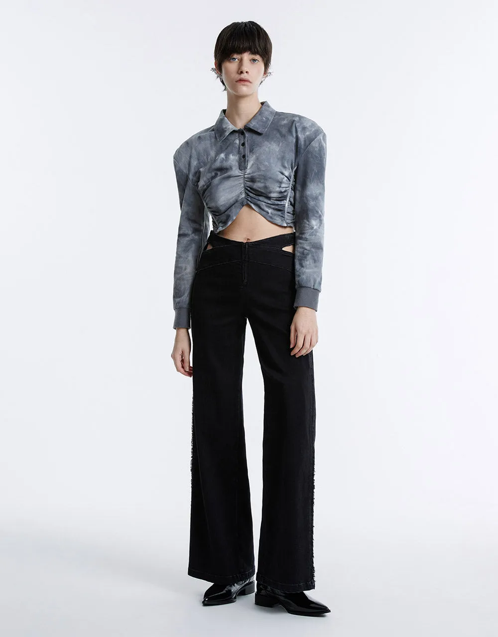 Cut Out Waist Wide Leg Jeans sold by Urban Revivo product image thumbnail 5