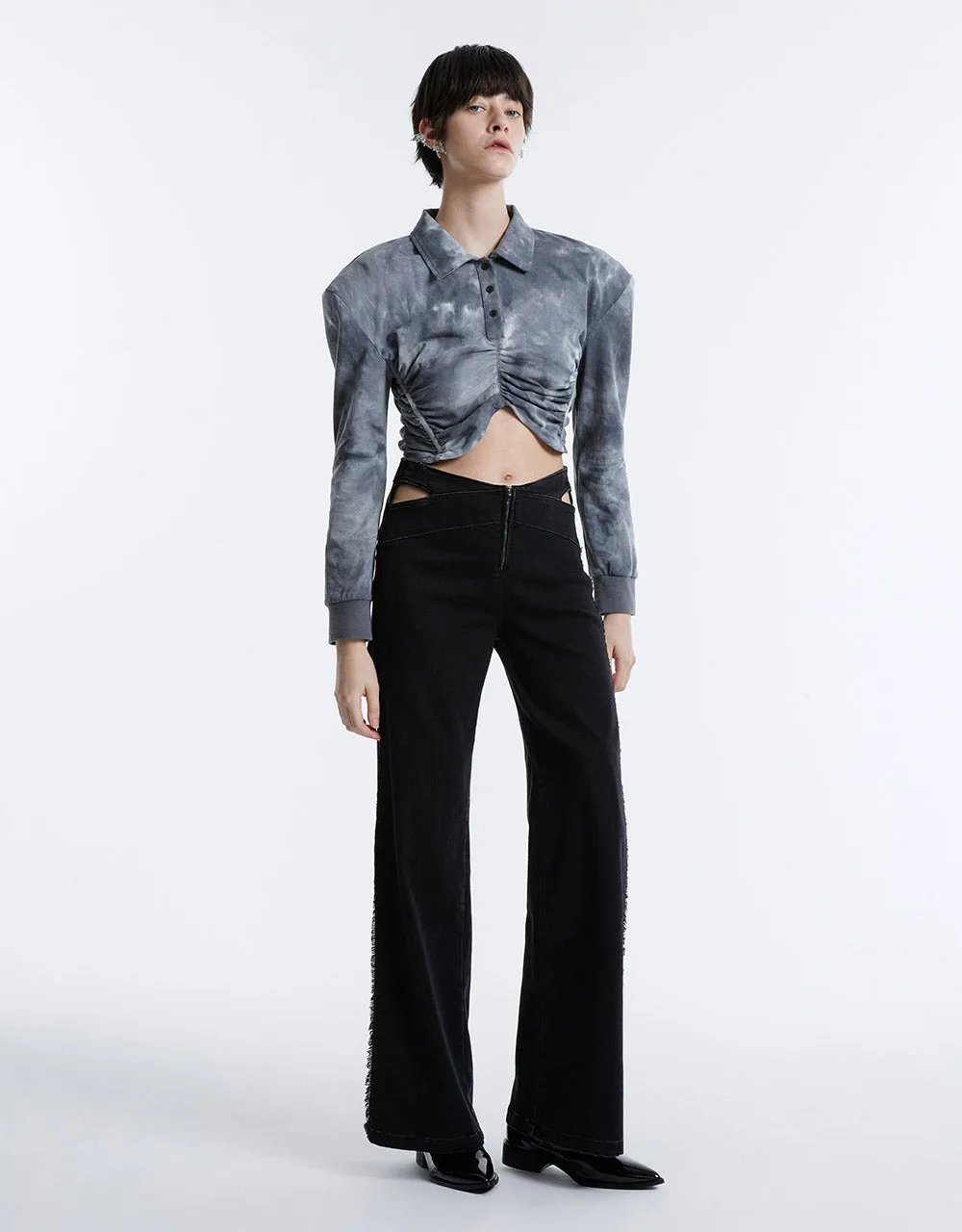 Cut Out Waist Wide Leg Jeans sold by Urban Revivo product image thumbnail 4