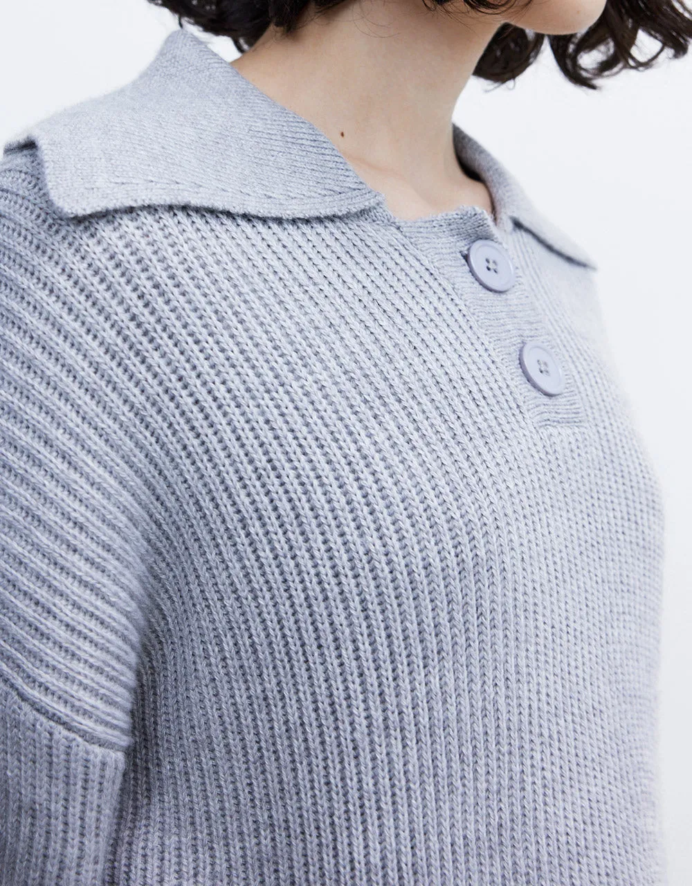 Half Button Drop Shoulder Sweater sold by Urban Revivo product image thumbnail 3
