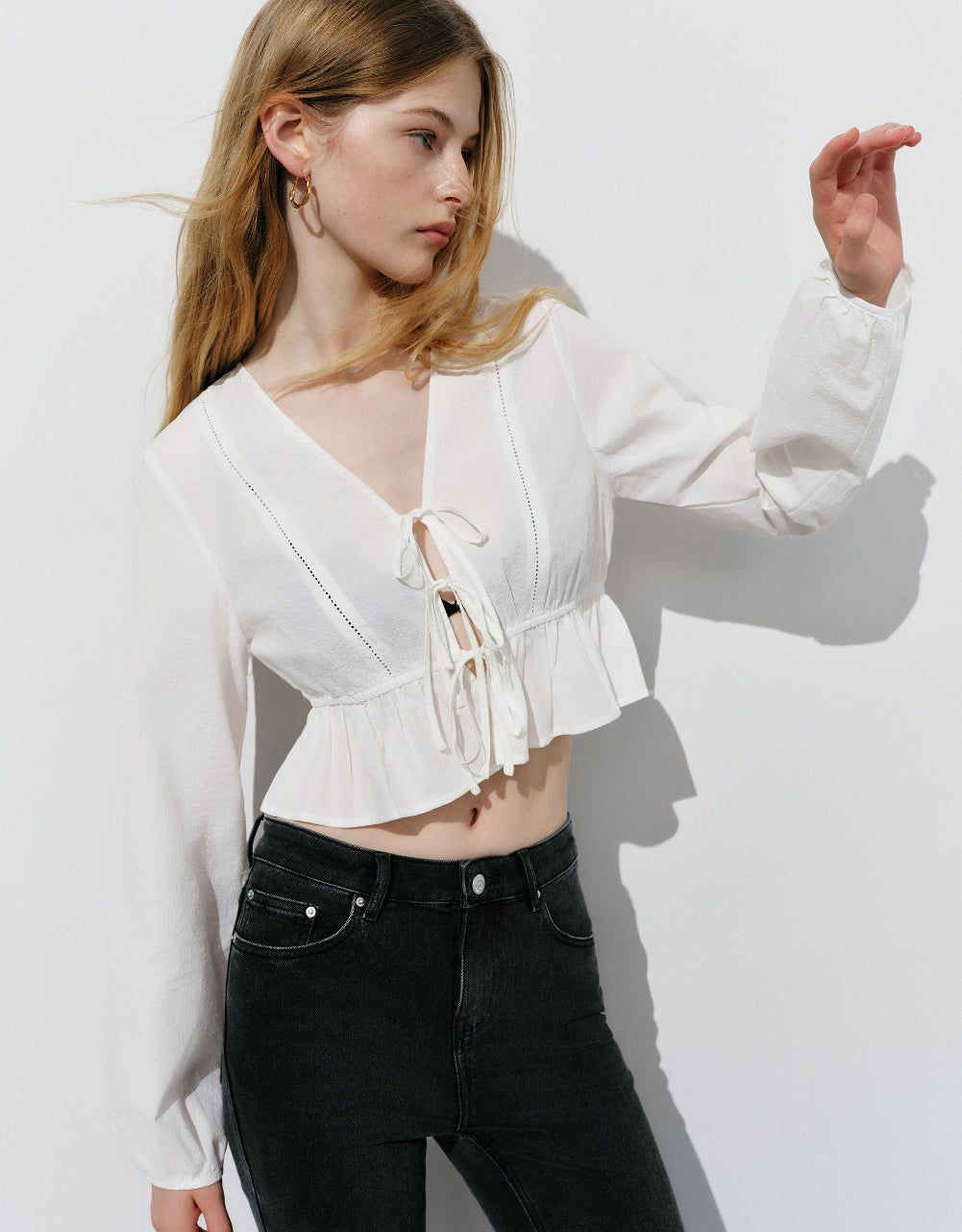 Tie Front V-Neck Shirt sold by Urban Revivo product image thumbnail 3