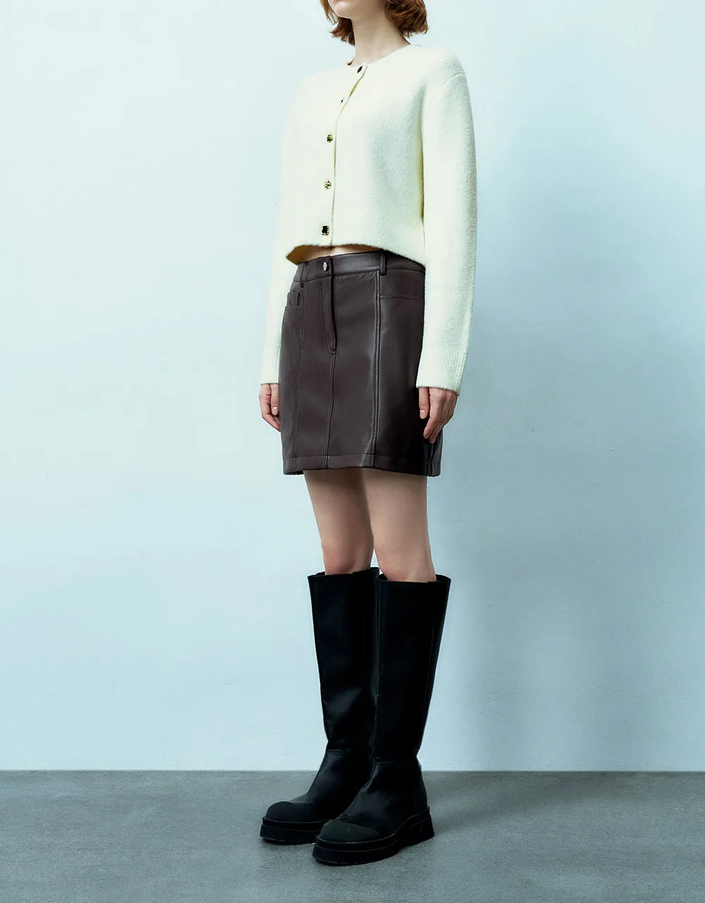 Vegan Leather Mini A-Line Skirt sold by Urban Revivo product image thumbnail 4