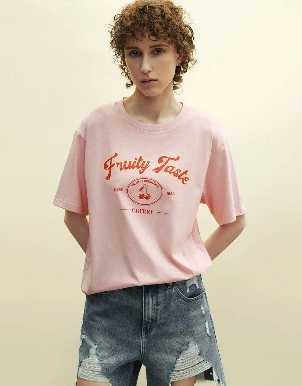 Printed Crew Neck Loose T-Shirt sold by Urban Revivo product image thumbnail 3