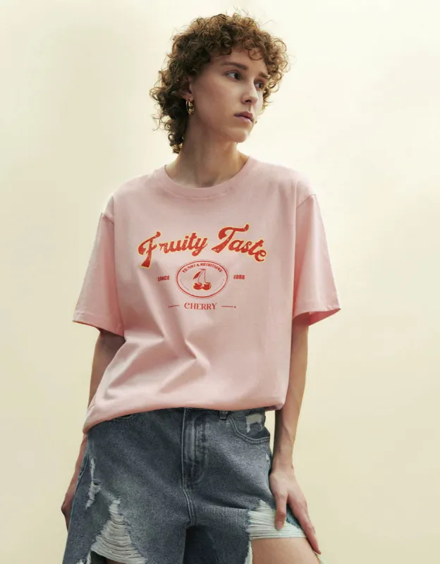 Printed Crew Neck Loose T-Shirt sold by Urban Revivo