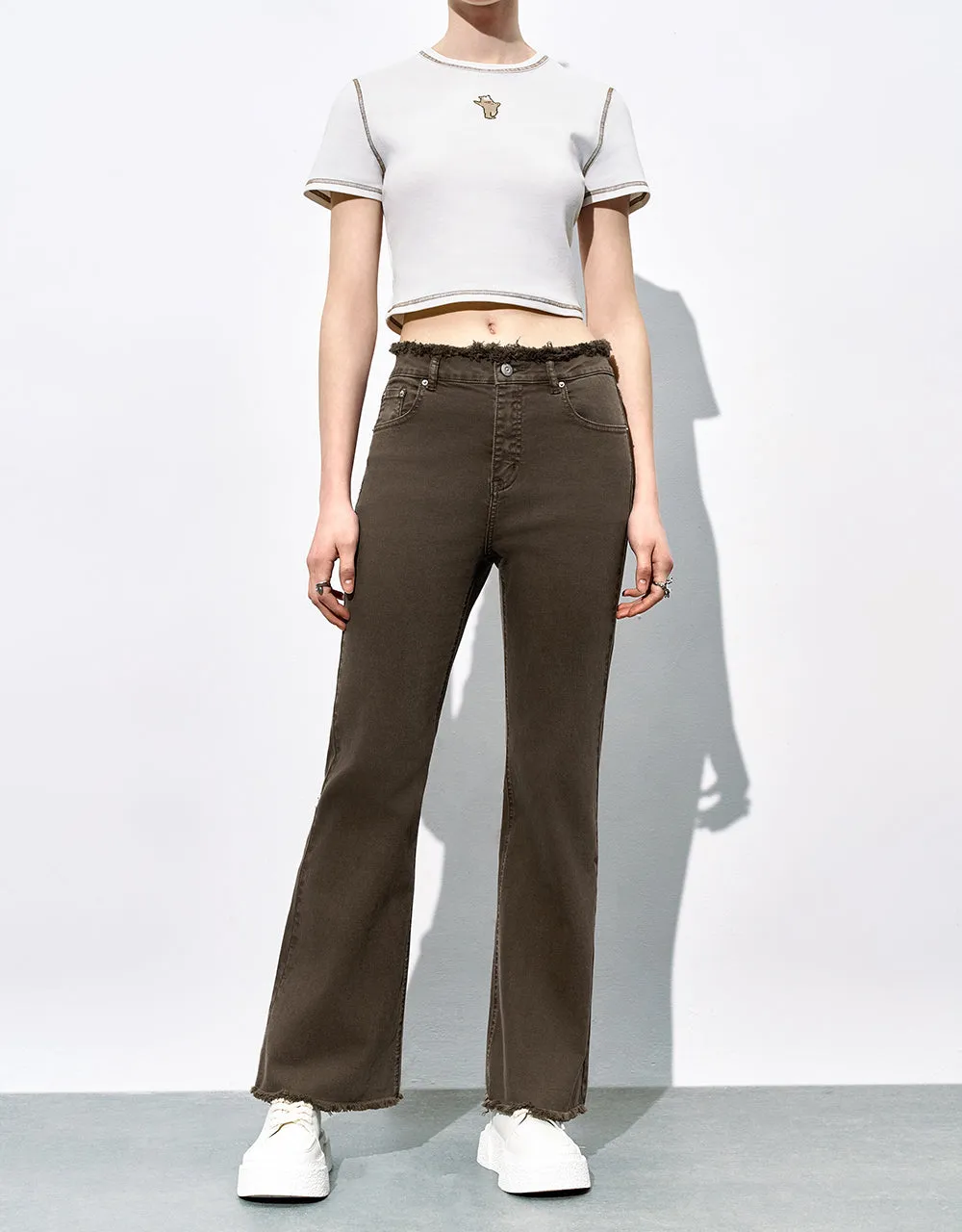 Raw Hem Flare Jeans sold by Urban Revivo product image thumbnail 2