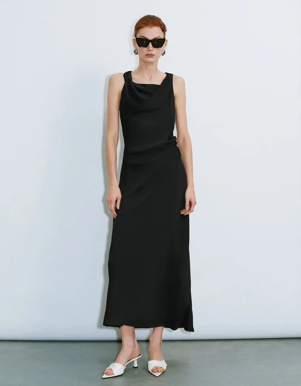 Sleeveless Cowl Neck A-Line Dress sold by Urban Revivo