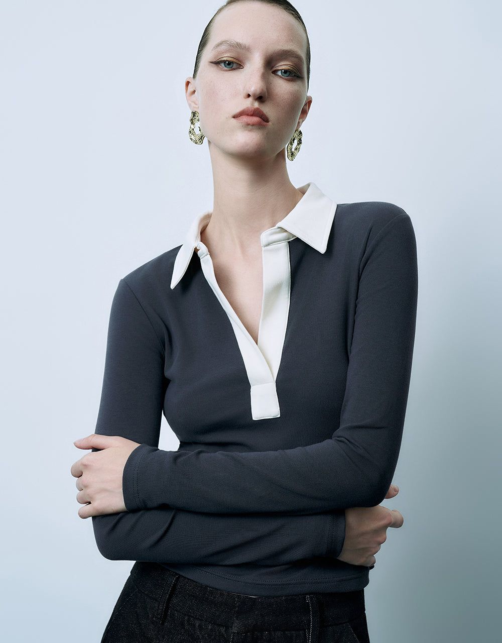 Knitted Skinny T-Shirt With Polo Collar sold by Urban Revivo product image thumbnail 5