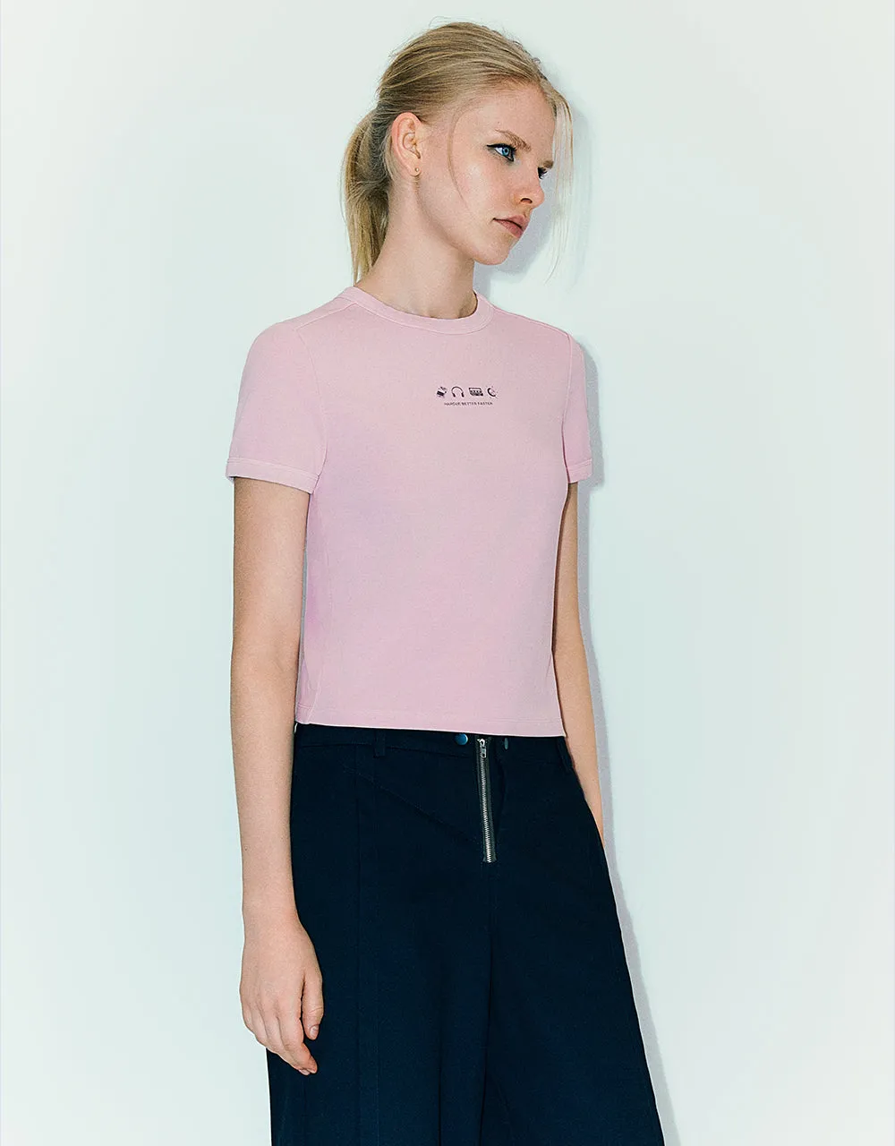 Printed Crew Neck Skinny T-Shirt sold by Urban Revivo product image thumbnail 3