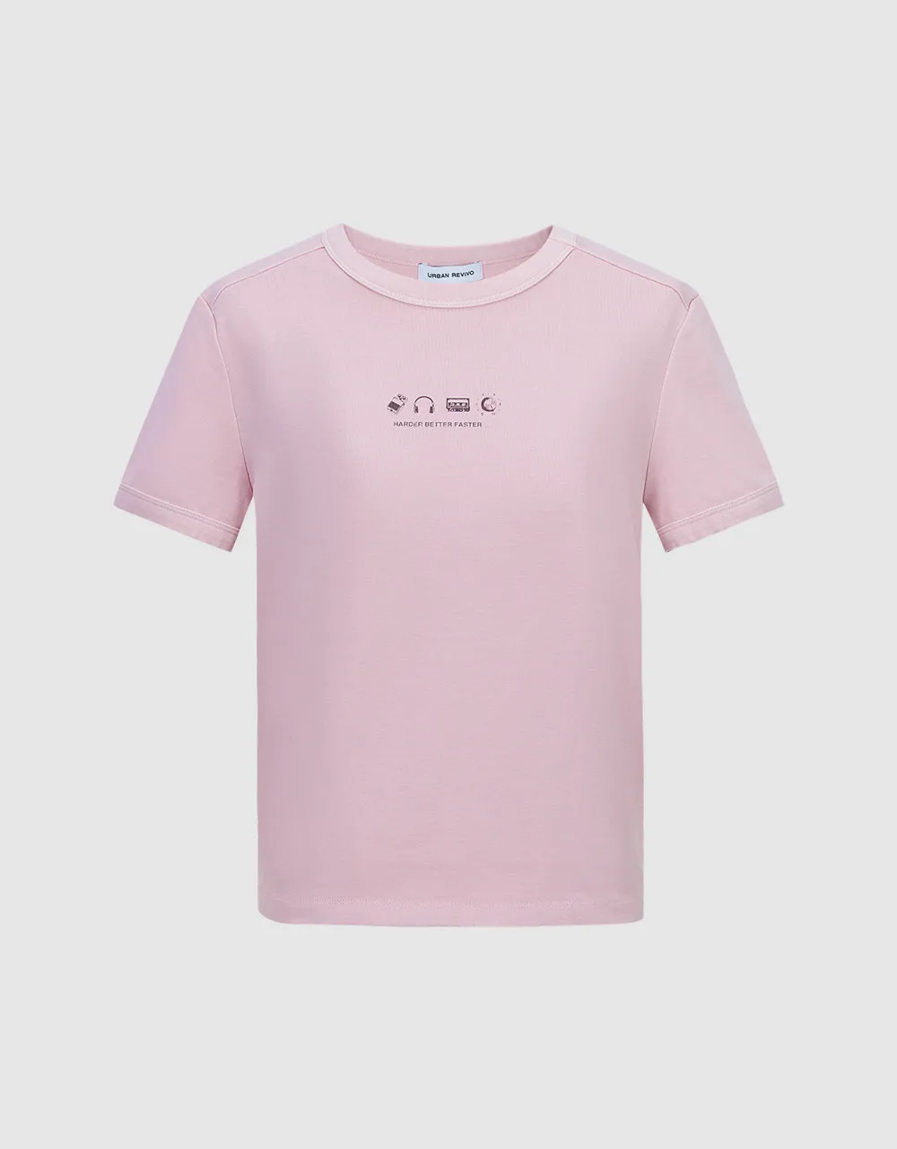 Printed Crew Neck Skinny T-Shirt sold by Urban Revivo product image thumbnail 2