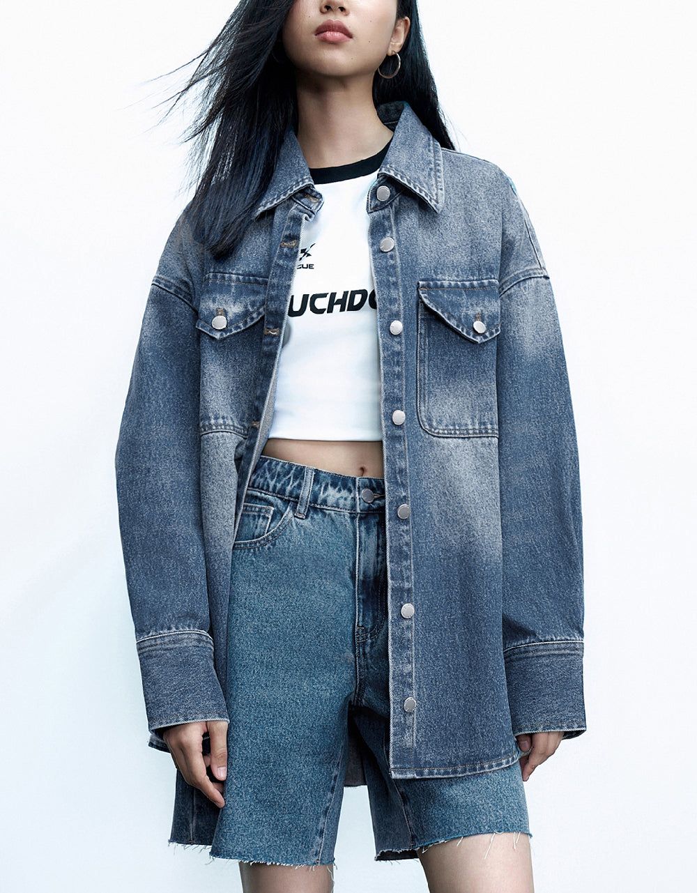 Drop Shoulder Sleeve Denim Shirt sold by Urban Revivo product image thumbnail 2