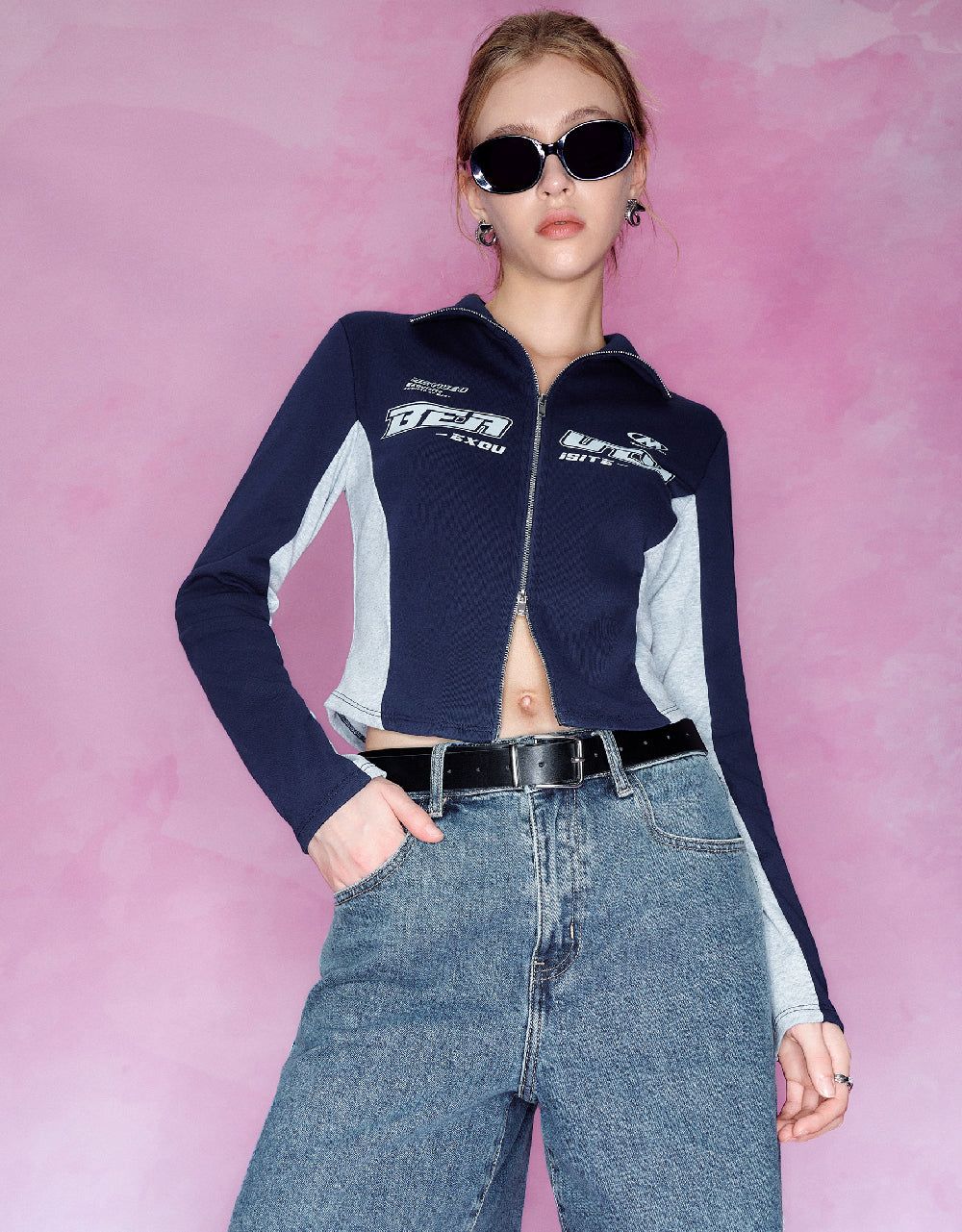 Zipper Front Skinny Lapel Shirt sold by Urban Revivo