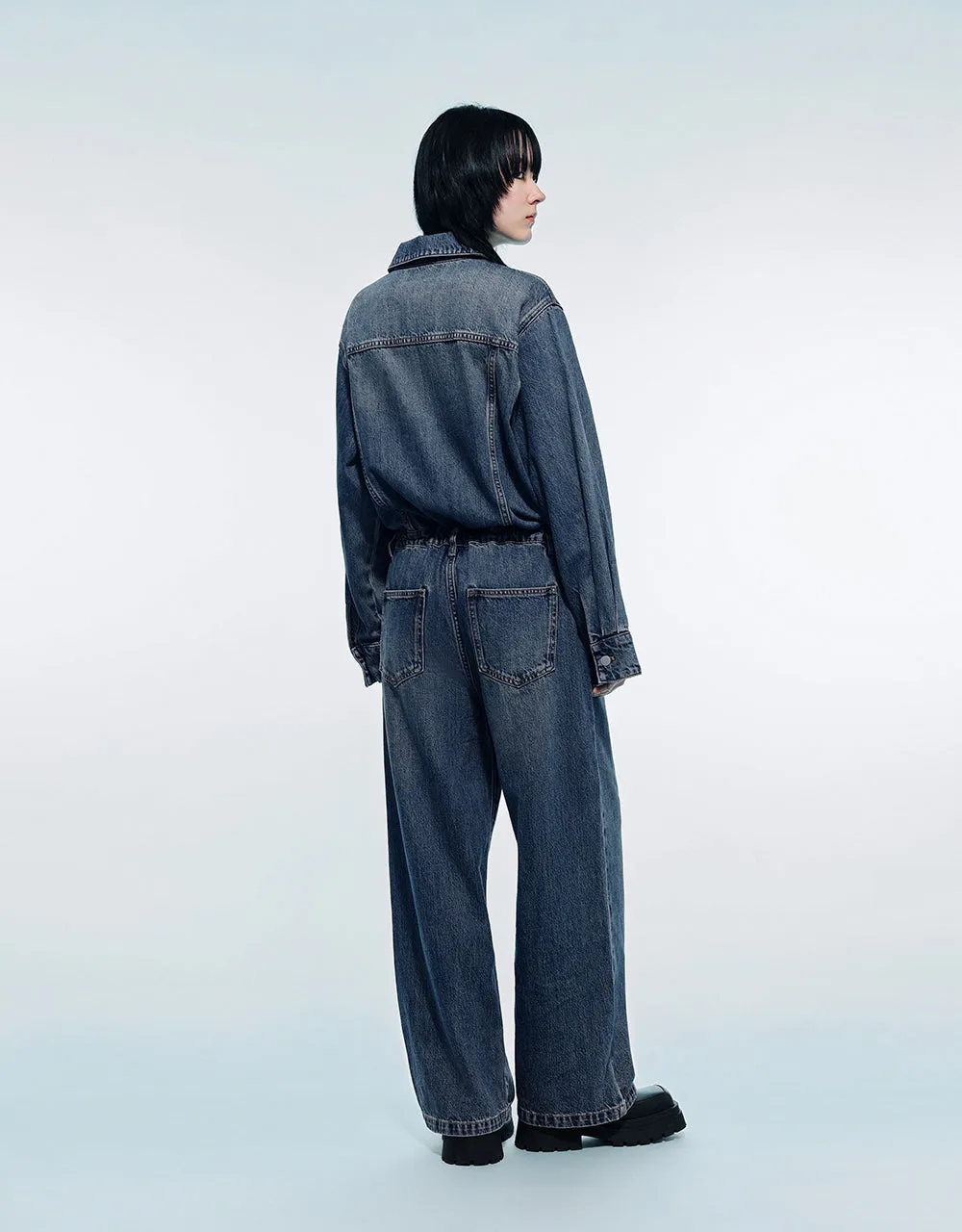 Drawstring Waist Denim Jumpsuit sold by Urban Revivo product image thumbnail 5