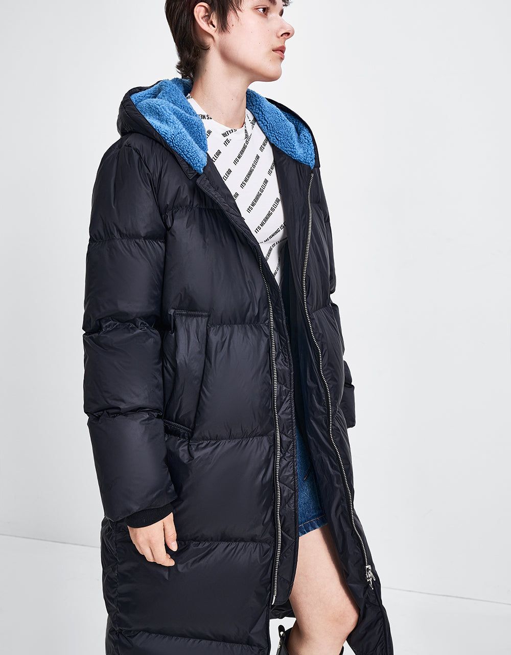 Zipper Front Hooded Longline Down Jacket sold by Urban Revivo product image thumbnail 3
