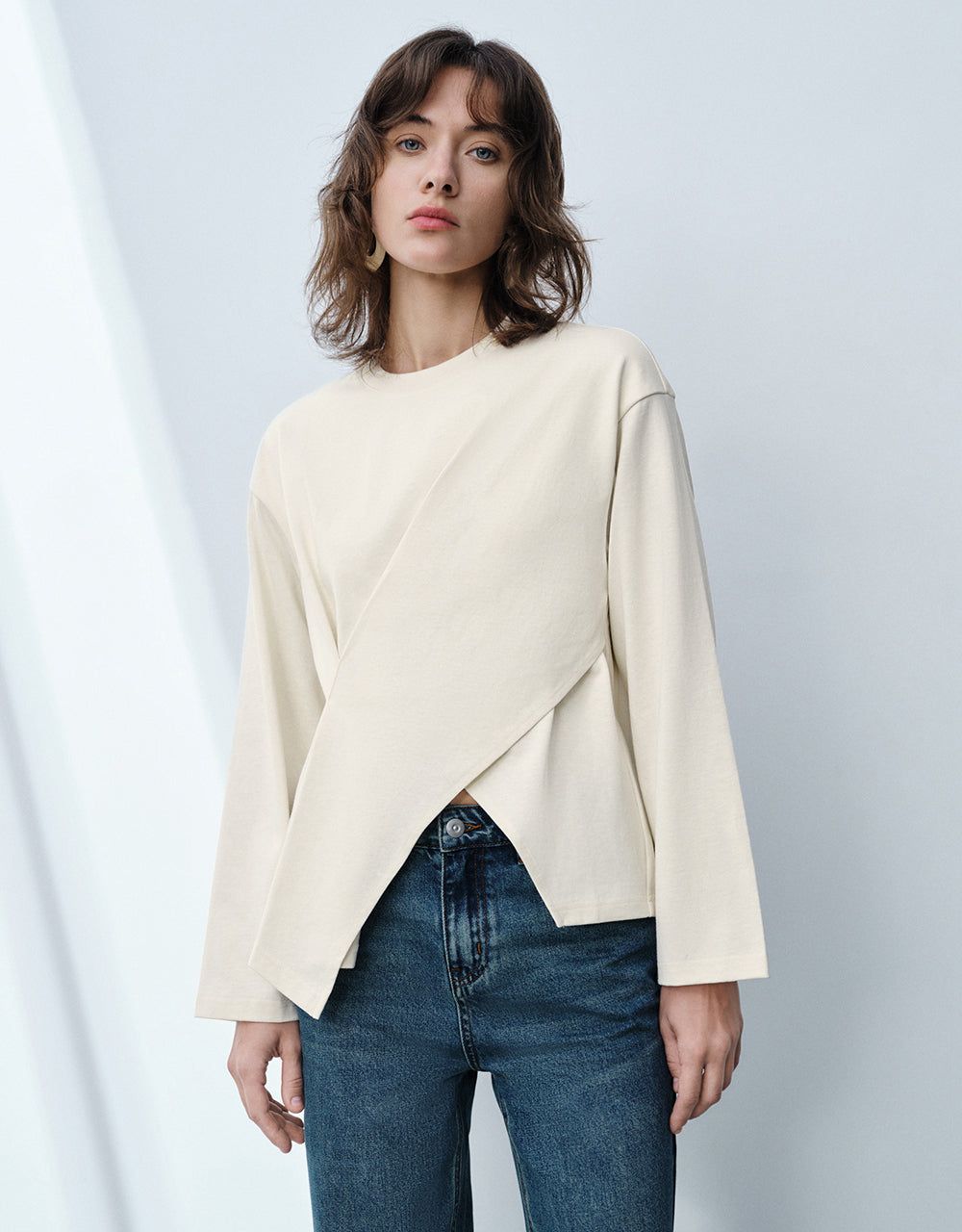 Asymmetric Crew Neck Regular T-Shirt sold by Urban Revivo