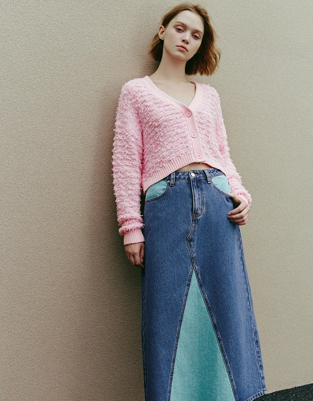 Drop Shoulder Sleeve V-Neck Knitted Cardigan sold by Urban Revivo product image thumbnail 3