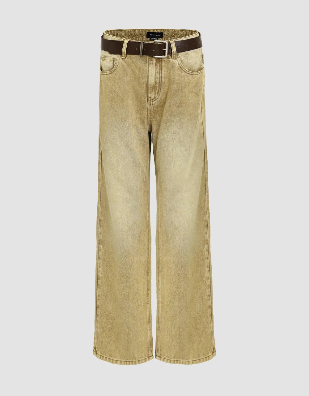 Wide-Leg Jeans With Belt sold by Urban Revivo