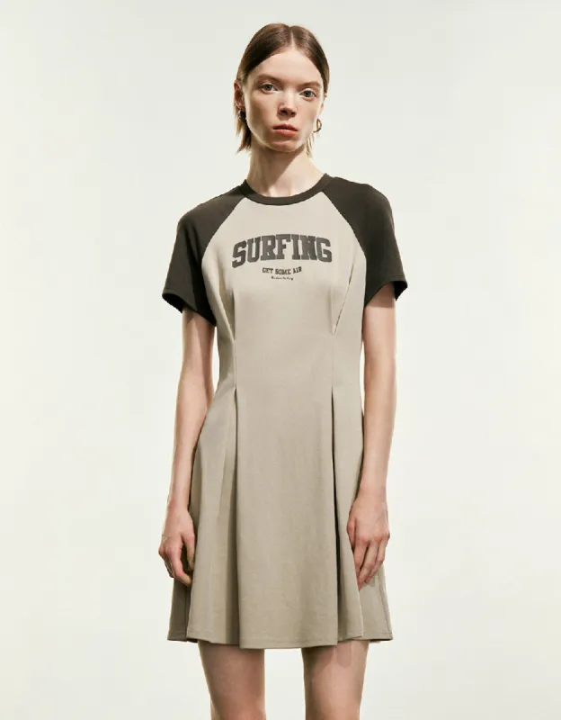 Letter Printed Crew Neck Skinny Dress sold by Urban Revivo