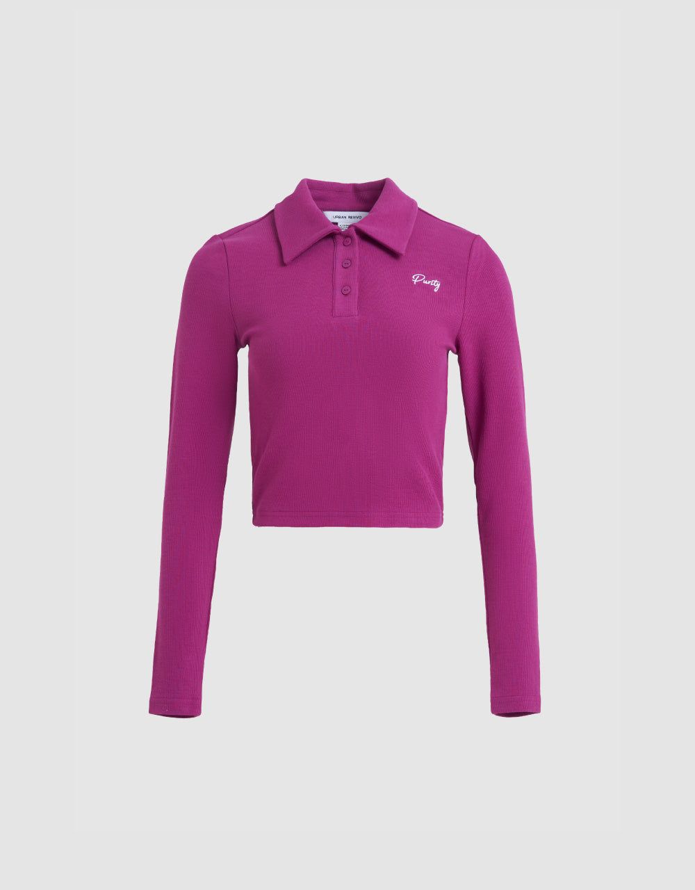 Button Half Placket Lapel Skinny T-Shirt sold by Urban Revivo product image thumbnail 2