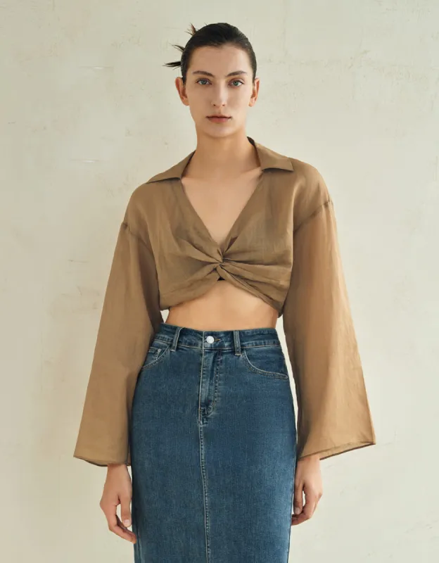 Twist Front Overhead Shirt sold by Urban Revivo