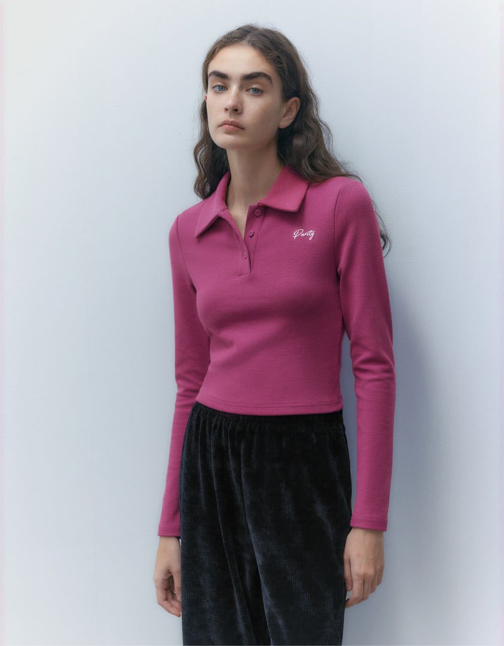 Button Half Placket Lapel Skinny T-Shirt sold by Urban Revivo