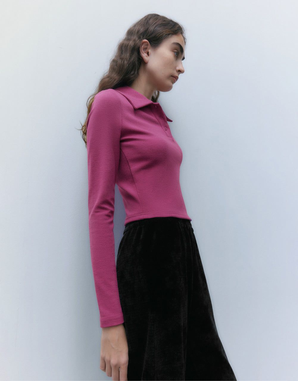 Button Half Placket Lapel Skinny T-Shirt sold by Urban Revivo product image thumbnail 3