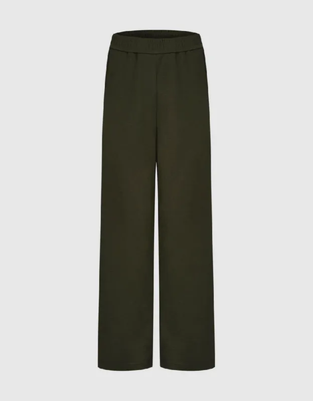 Drawstring Waist Knitted Wide-Leg Pants sold by Urban Revivo